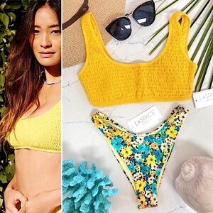 L*SPACE x Anthro Set - Izzie Smocked Bikini Top & Cabana Bitsy Bottom XS